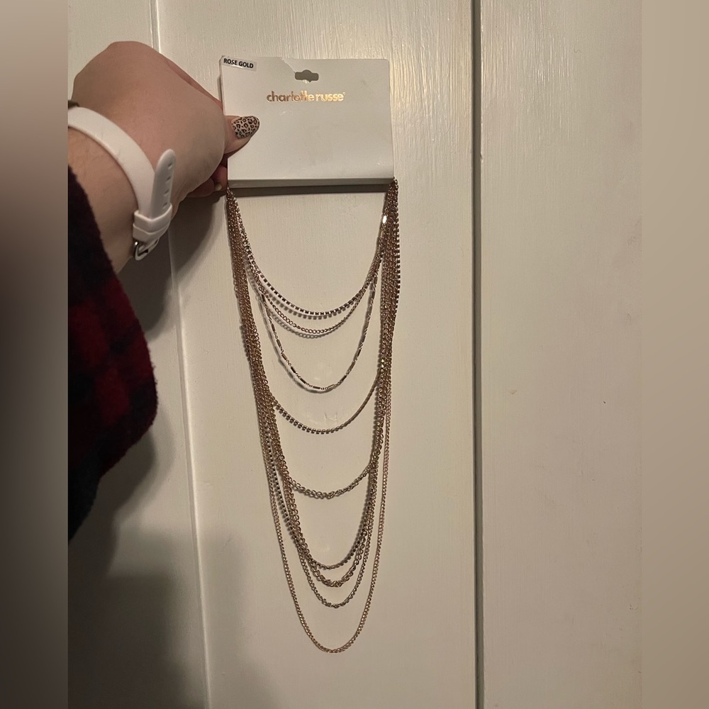 Charlotte ruse band new layered necklace. Rose gold